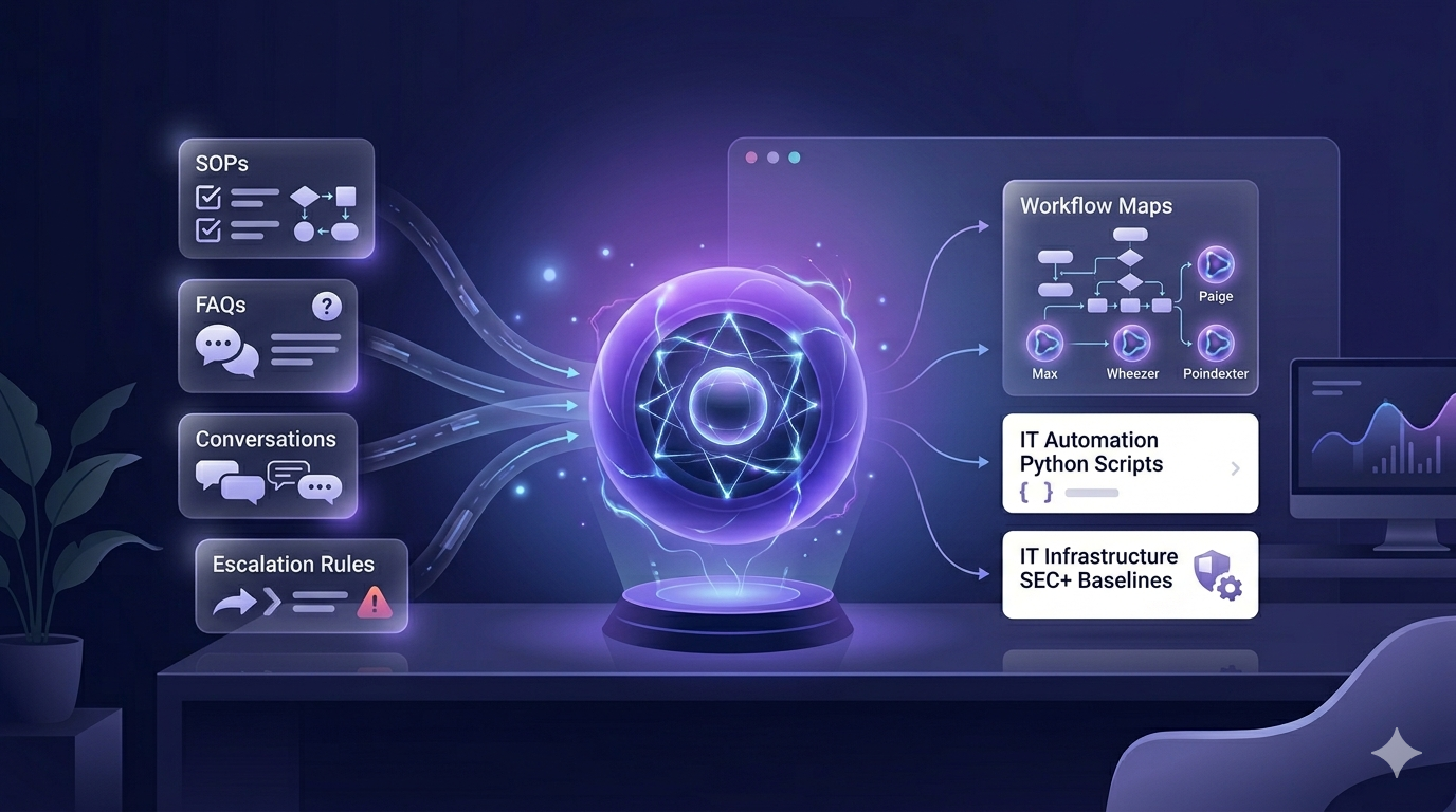 Custom AI employee learning business workflows from SOPs, FAQs, examples, and rules.