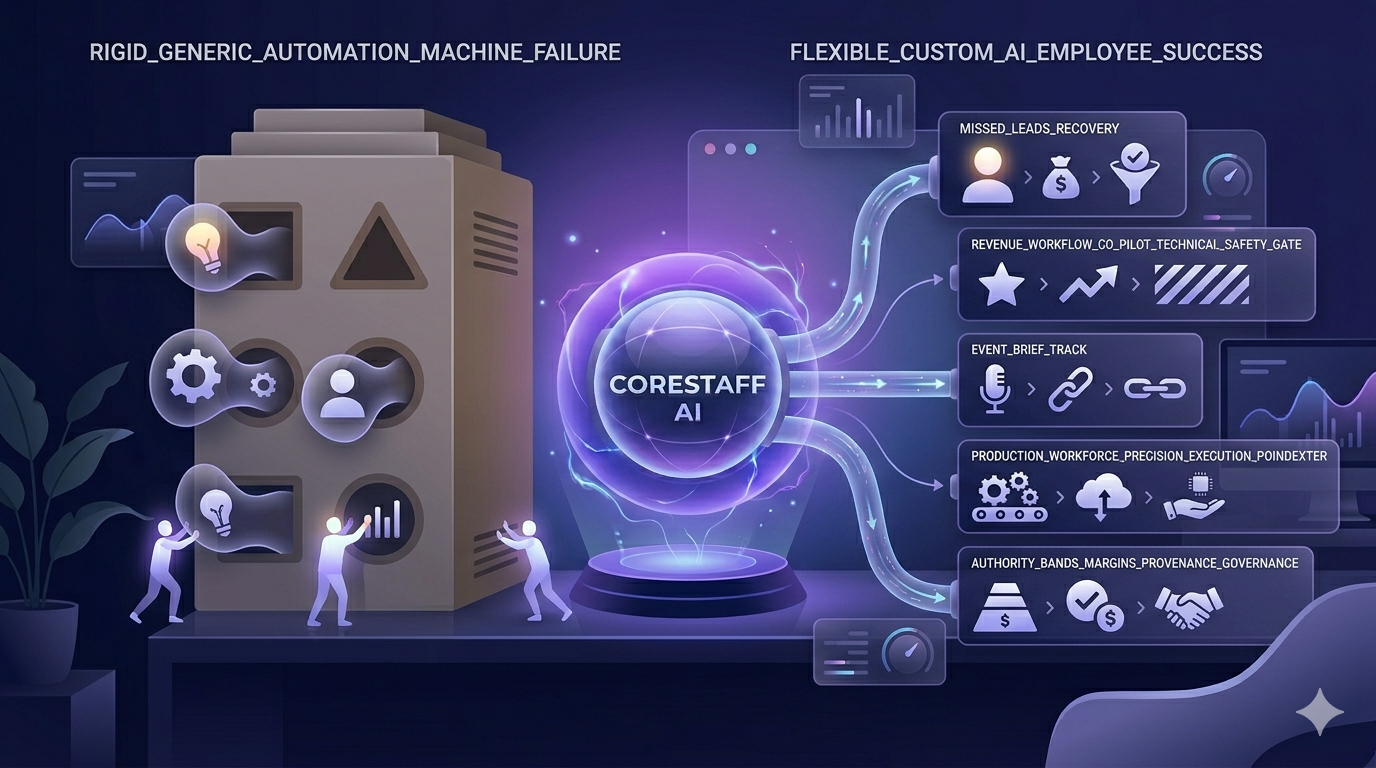 Generic automation failing to fit unique business workflows while a Custom Built Employee adapts.